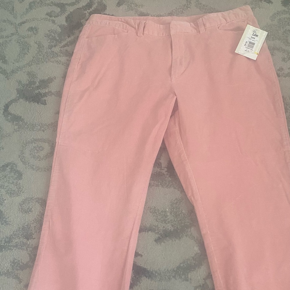 Ms. Lee Pink Corduroy Fit Flare Bell Pants Women Size 16P Vintage